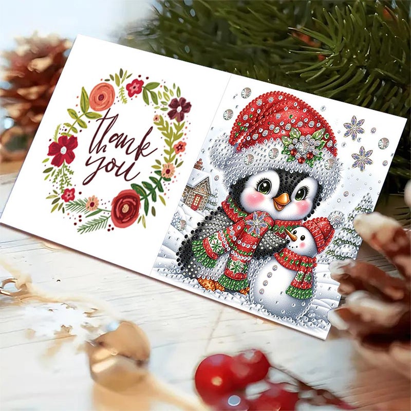 6 Pcs Christmas DIY Diamond Greeting Cards Set,5D DIY Diamond Art Painting Christmas Style Greeting Card, C-hristmas Card Making Kits for Family Friends Handmade Gift (Style N) - Image 2